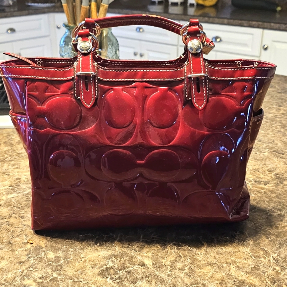 Coach Purse, Red Patent Leather Like New